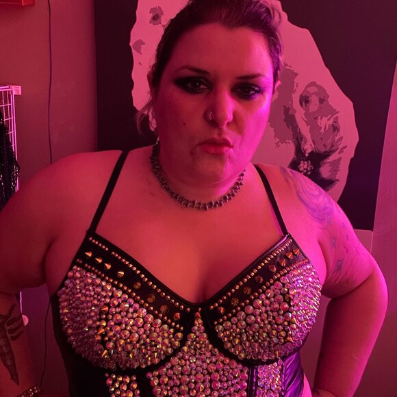 PU Bustier Punk Goth Clubwear Bralette Corset Rhinestones - Picture 9 of 9